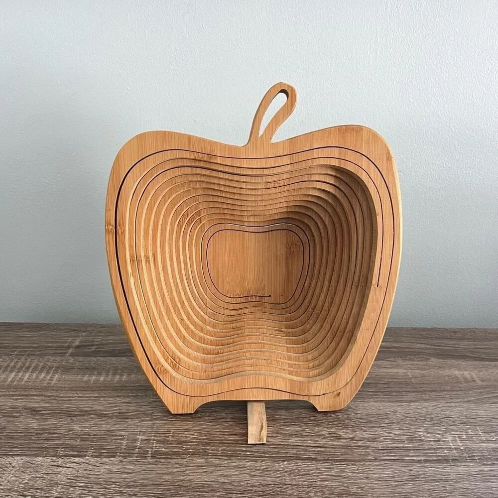 Collapsible Wooden Spiral Apple Fold Up Basket